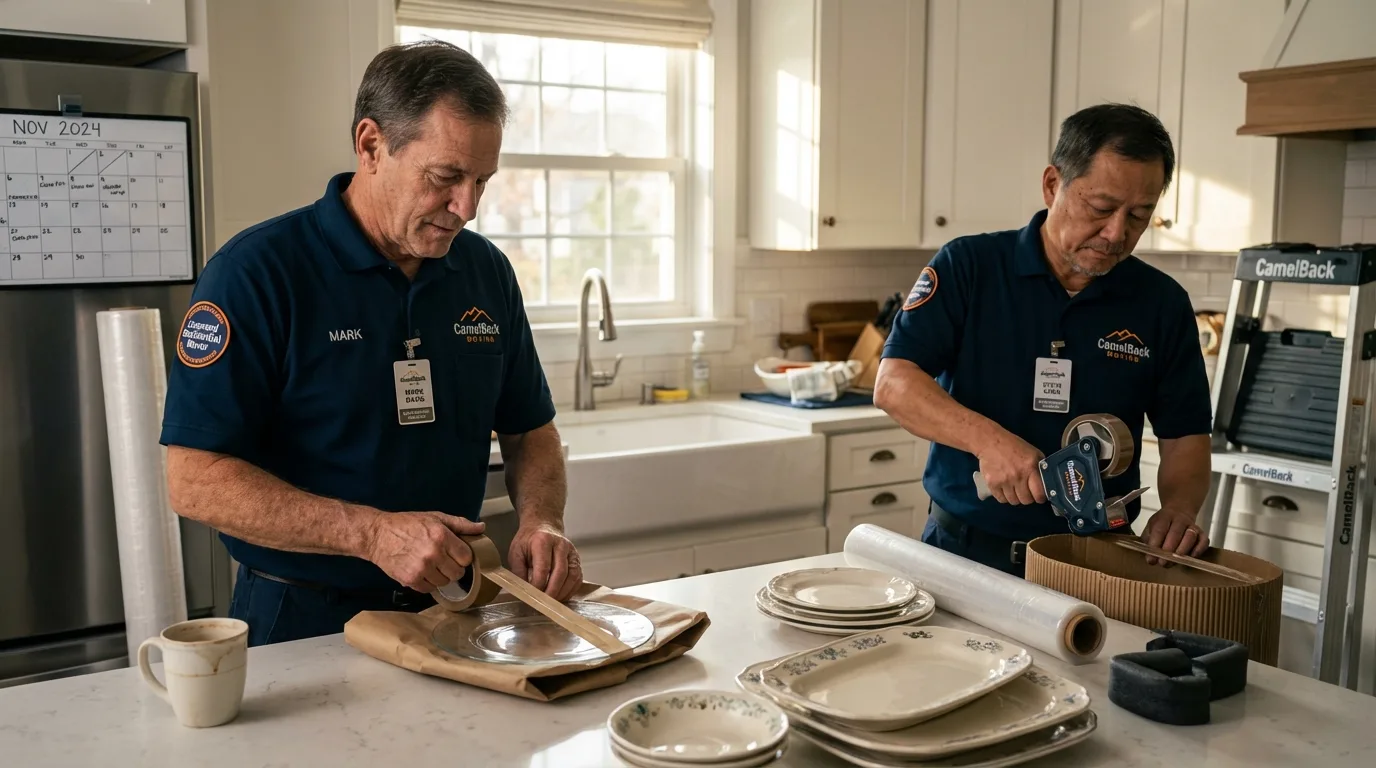 Professional crew packing kitchen dishware in Wichita Falls, TX